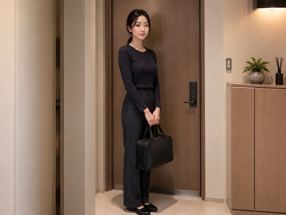 안양 방문 홈케어 일정을 준비하는 젊은 성인 한국 여성 관리사
